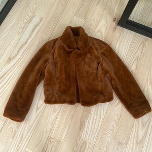 Blank NYC faux fur brown cropped jacket size M